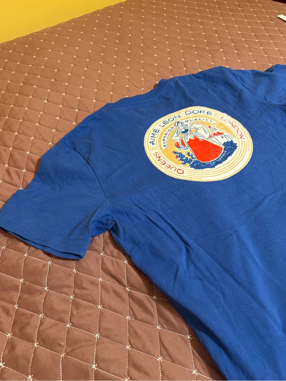 Aime Leon Dore Royal Blue Short-Sleeve Crewneck Tee with Chest Patch - Picture 6 of 7